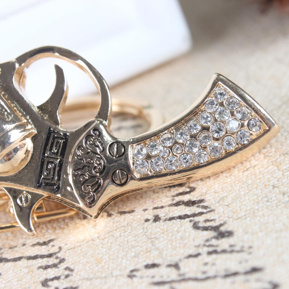 Pistol Gun Handgun New Crystal Rhinestone Charm Pendant Purse Bag Car Key Ring