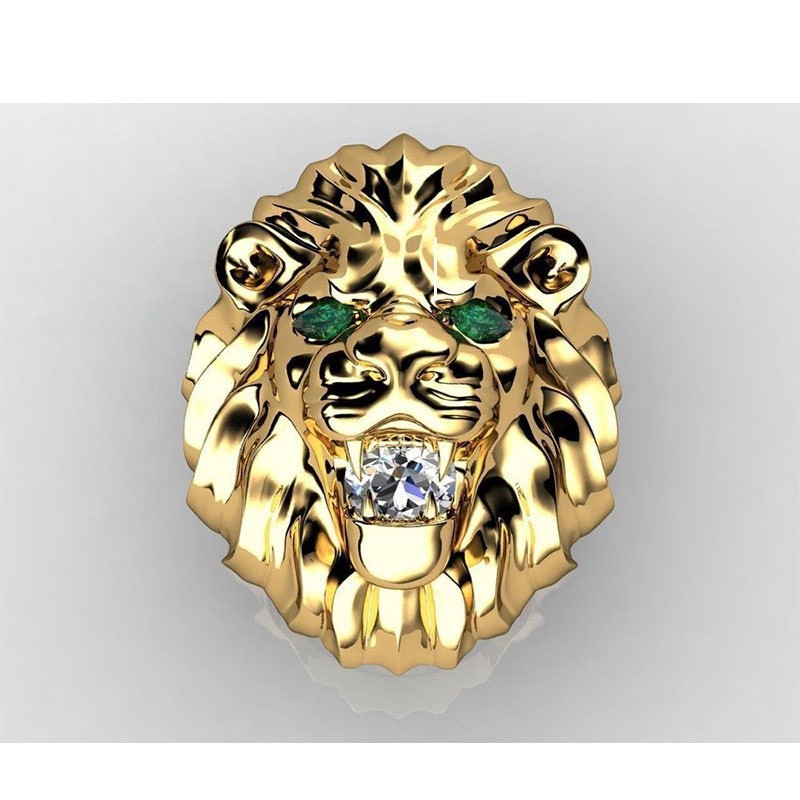 Fashion Stainless Steel Lion Head Ring Animal Ring Hip Hop Rings