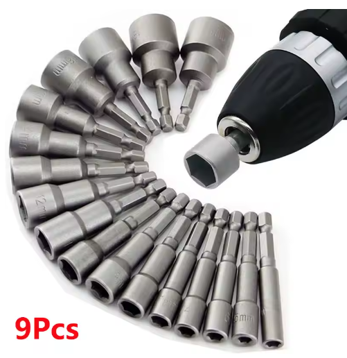 9pcs/set 5mm-13mm Hex Sockets Sleeve Nozzles