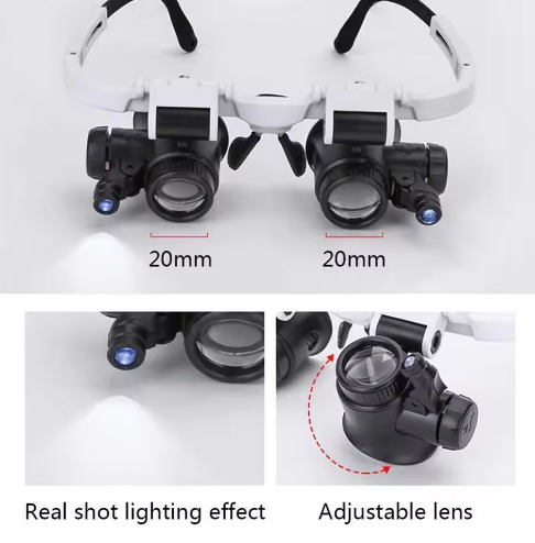 2XLED Watch Jeweler Repair Magnifier Head-Mounted