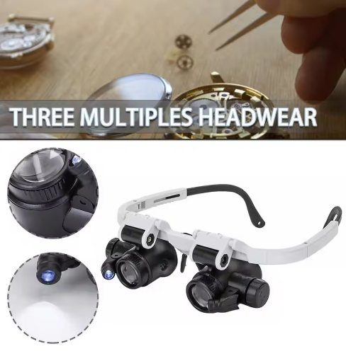 2XLED Watch Jeweler Repair Magnifier Head-Mounted