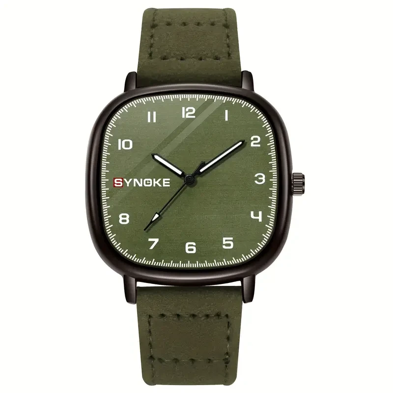 SYNCNOKE Vintage Olive Green Men's Quartz Watch