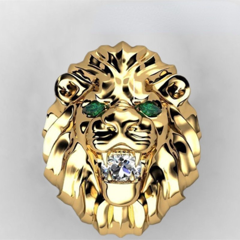 Fashion Stainless Steel Lion Head Ring - Bold Mens Retro Jewelry for NZ