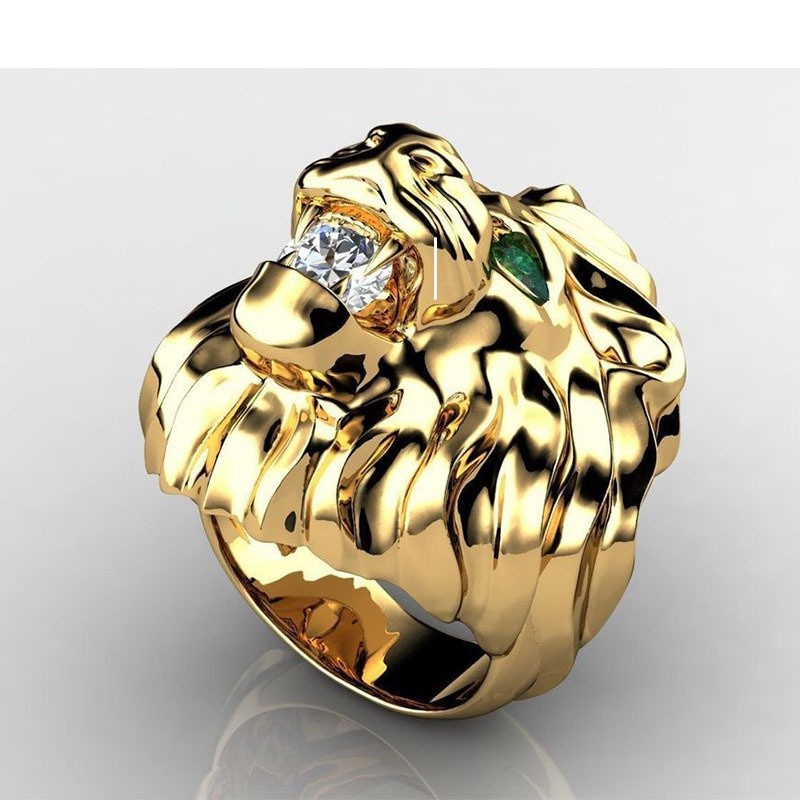 Fashion Stainless Steel Lion Head Ring - Bold Mens Retro Jewelry for NZ