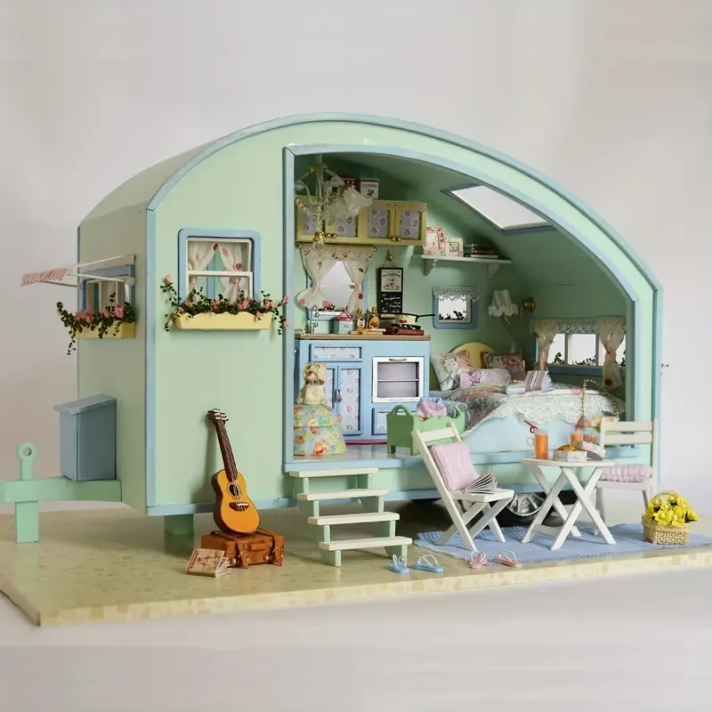 Miniature Dollhouse Wooden Craft 3D Puzzle DIY Small House Kit for Making Room Toys