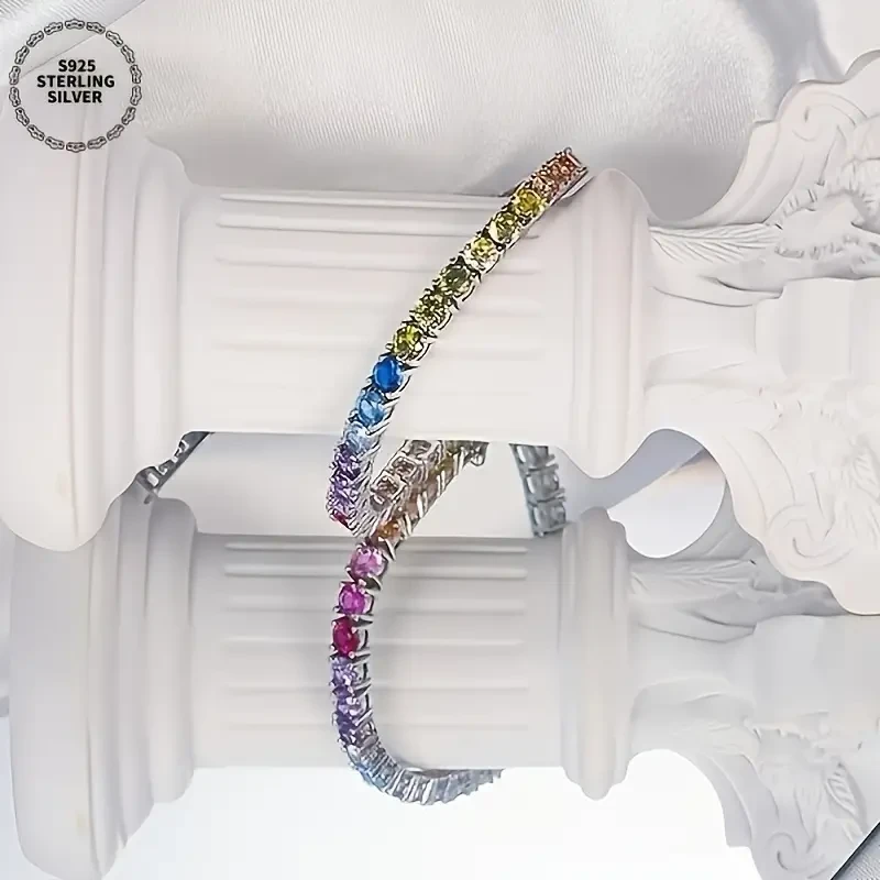 925 Silver Golden Colored Diamond Bracelet