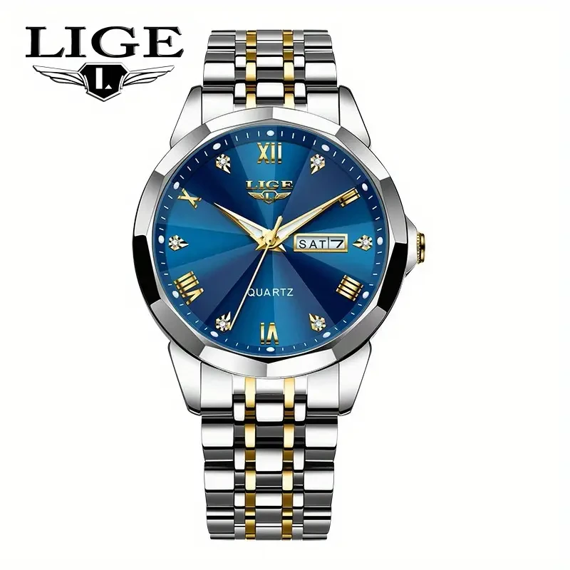 LIGE New Men's Business Watch Stainless Steel