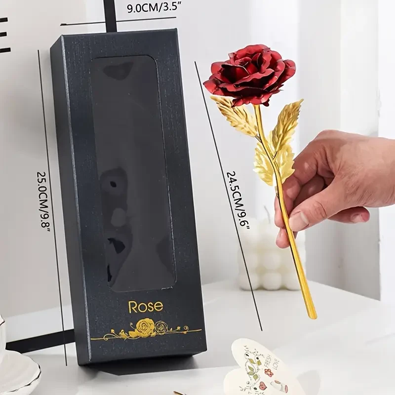 1set Artificial Rose Flower With Gift Box And Card