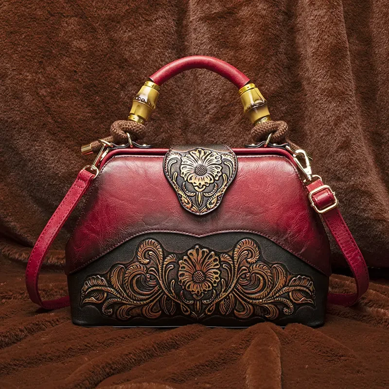 Vintage Floral Pattern Messenger Bag for Women