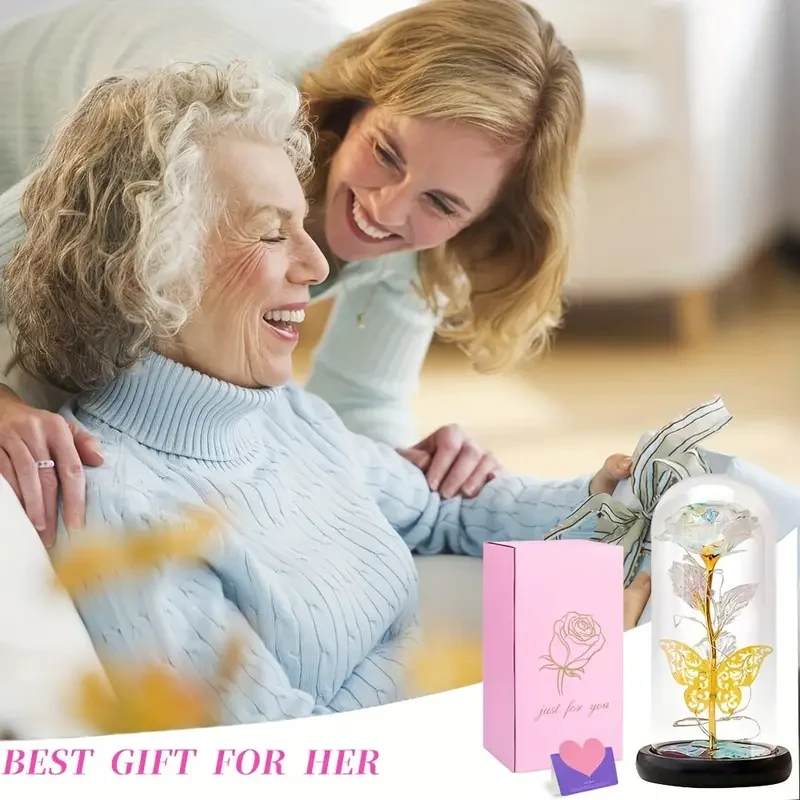 Enchanting LED Rose in Glass Dome - Perfect Gift for Mother's Day, Weddings, Valentine's & More