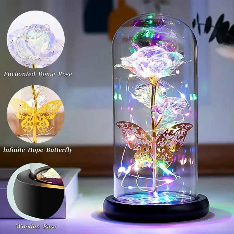 Enchanting LED Rose in Glass Dome - Perfect Gift for Mother's Day, Weddings, Valentine's & More