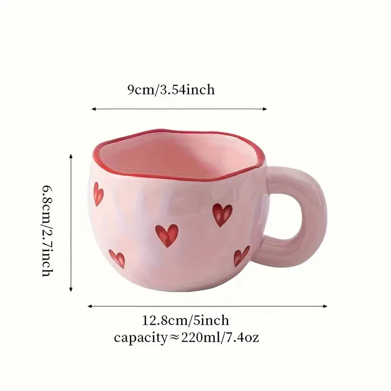 1pc Romantic Ceramic Coffee Mug 9.5oz - Charming Heart Pattern