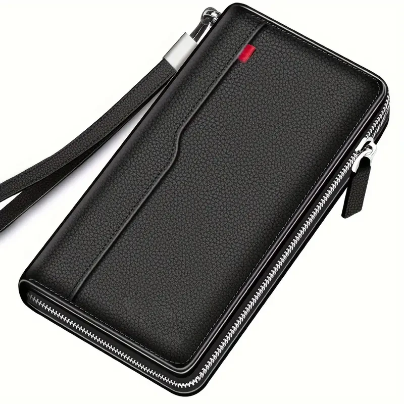 Versatile Black Faux Leather Long Wallet