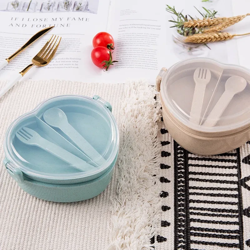 Wheat Straw Love Lunch Box Creative Children's Lunch Box