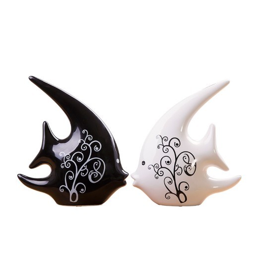 Creative Gift Ceramic Modern Black And White Couple Ornaments