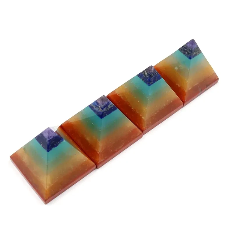 Natural crystal stone colorful chakra pyramid
