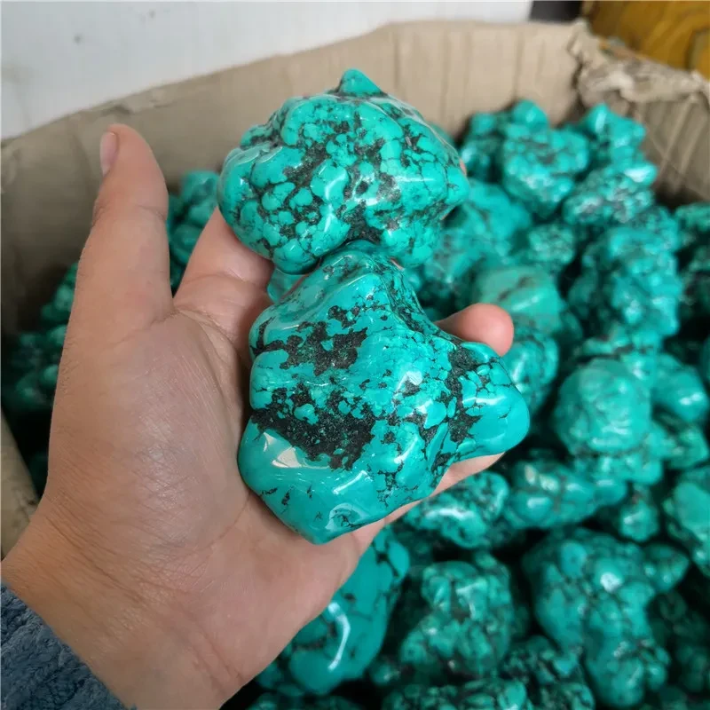 Natural Magnesite Turquoise Rough Stone Pendant Ornament