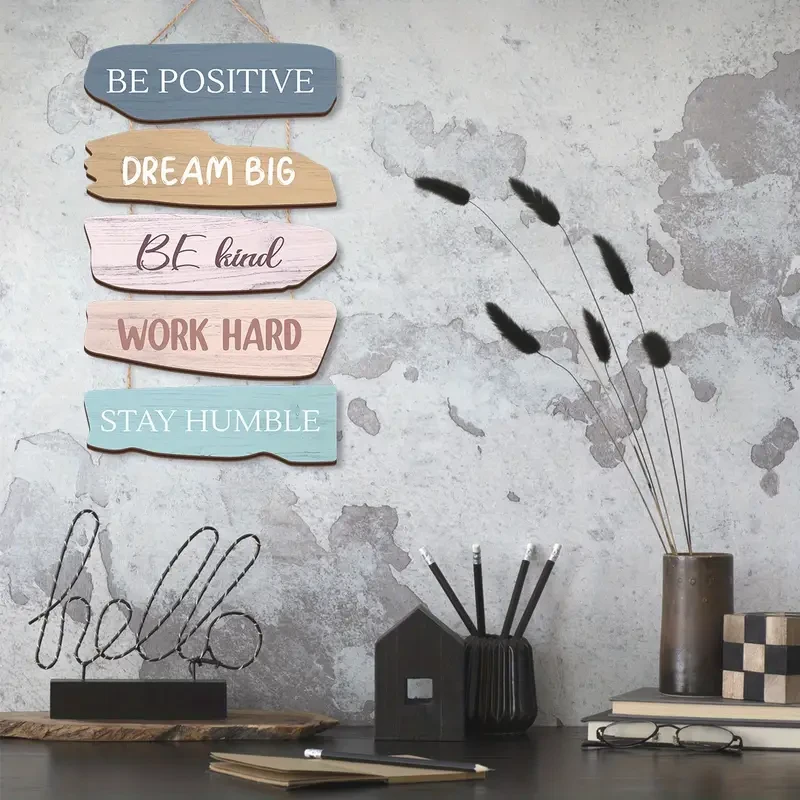 5pcs Inspirational Wooden Sign Set