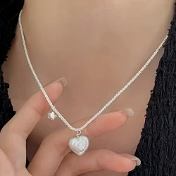 925 Sterling Silver Heart Shaped Beaded Pendant Necklace  A Timeless Symbol of Love and Grace