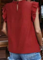 Red Short Sleeve Blouse