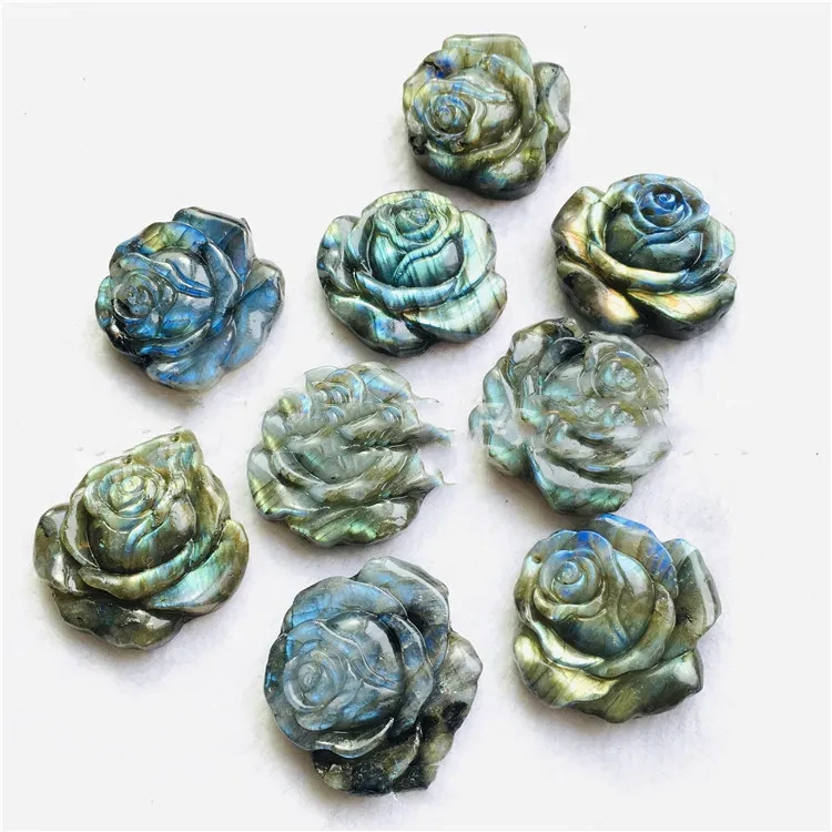 Raw Stone Polished And Carved Crystal Flower Decorative Crafts
