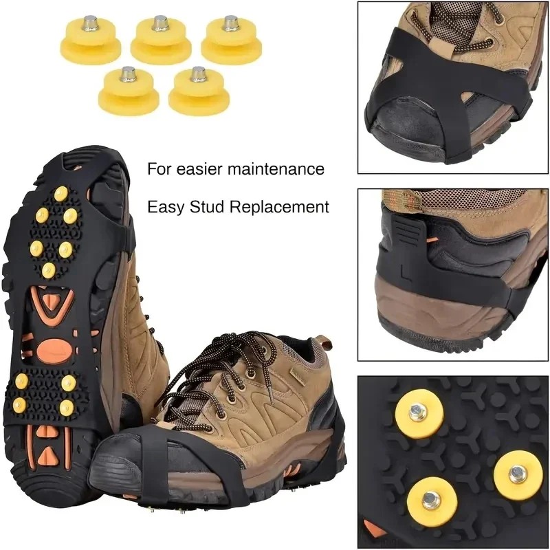 1 Pair 10-Studs Snow & Ice Climbing Anti-Slip Spikes
