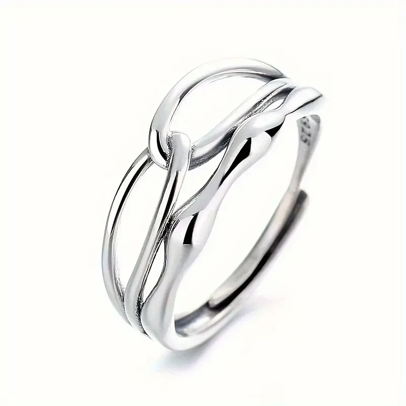 1pc 925 Sterling Silver Multi-Layer Adjustable Ring Elegant & Versatile for All Occasions