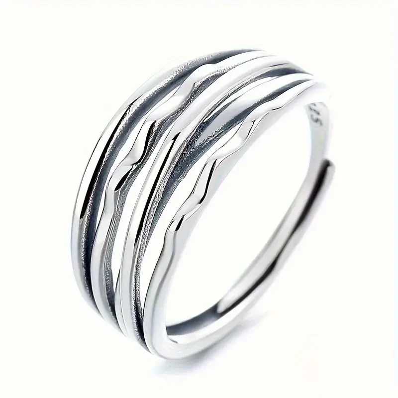 1pc 925 Sterling Silver Multi-Layer Adjustable Ring Elegant & Versatile for All Occasions