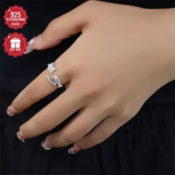 925 Sterling Silver Cute Cat Open Adjustable Ring  Light Luxury for Daily and Party Wear