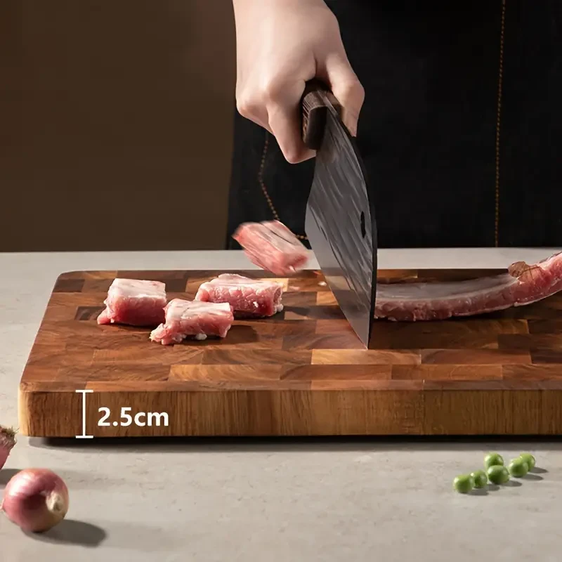 1pc of High-Quality Wooden Cutting Board, Safe for Food, Sturdy Wood Block Suitable for Meat, Cheese, Bread, Vegetables, And Fruits, an Excellent Kitchen Tool And a Perfect Gift for Families for Home And Dormitory Use.