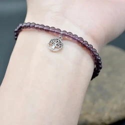 Bohemian Style Purple Beaded Bracelet with Tree of Life Charm  Fashion Accessory, Perfect for Holiday Gifts
