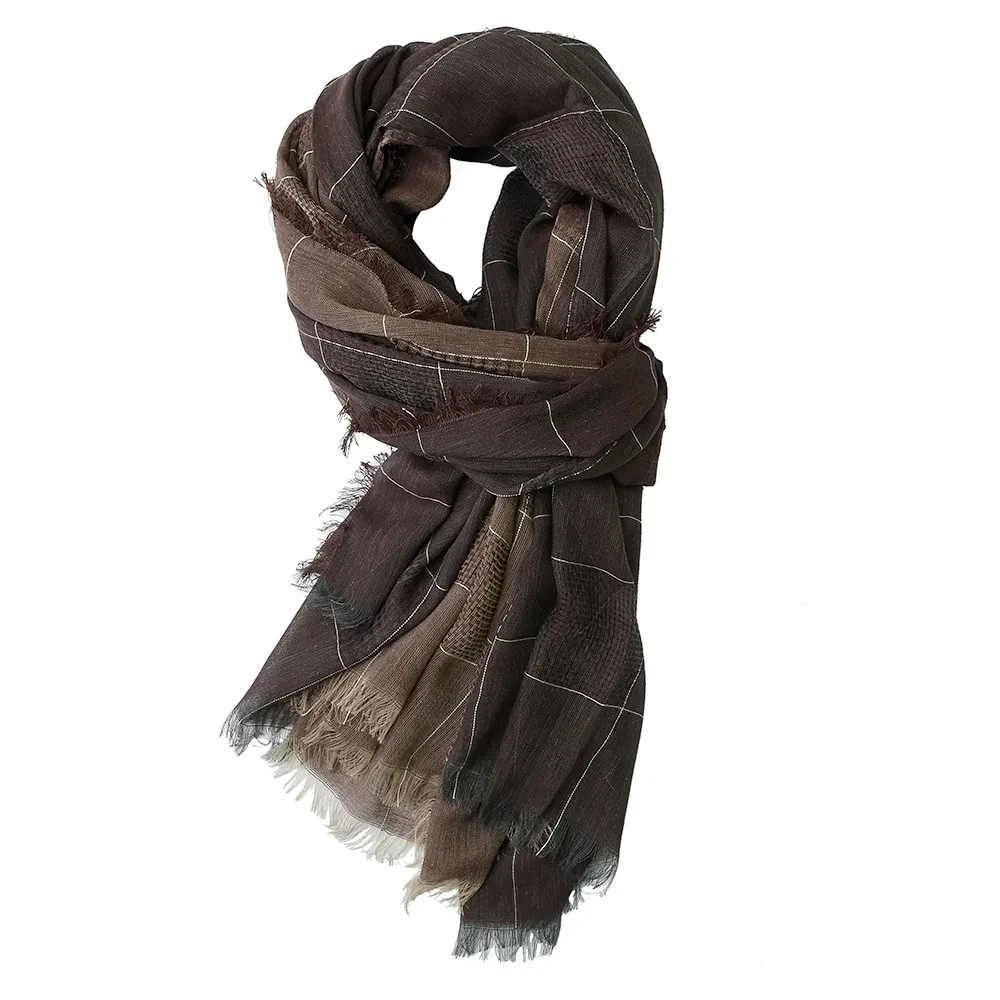 Winter Dual-color Patchwork Plaid Tassel Large Size Scarf