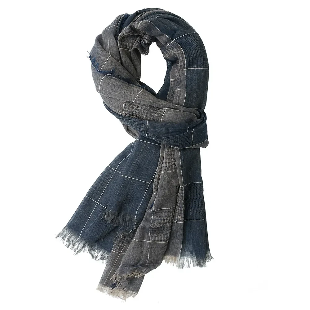 Winter Dual-color Patchwork Plaid Tassel Large Size Scarf