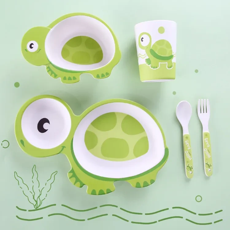 Bamboo Fiber Cutlery Divider Set Children's Creative Five-Piece Set