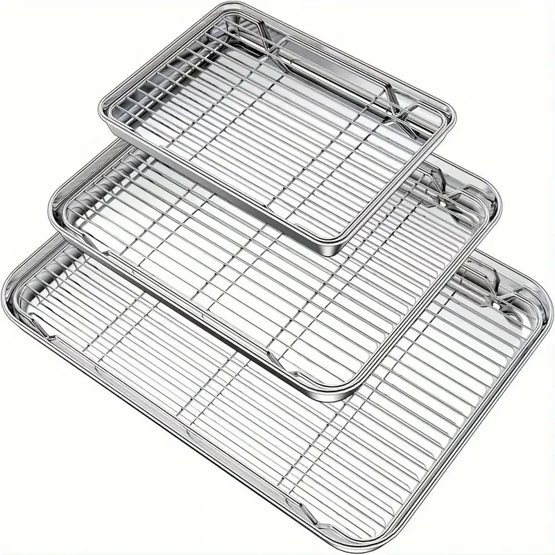 6pcs Stainless Steel Baking Sheet Set with Cooling Racks