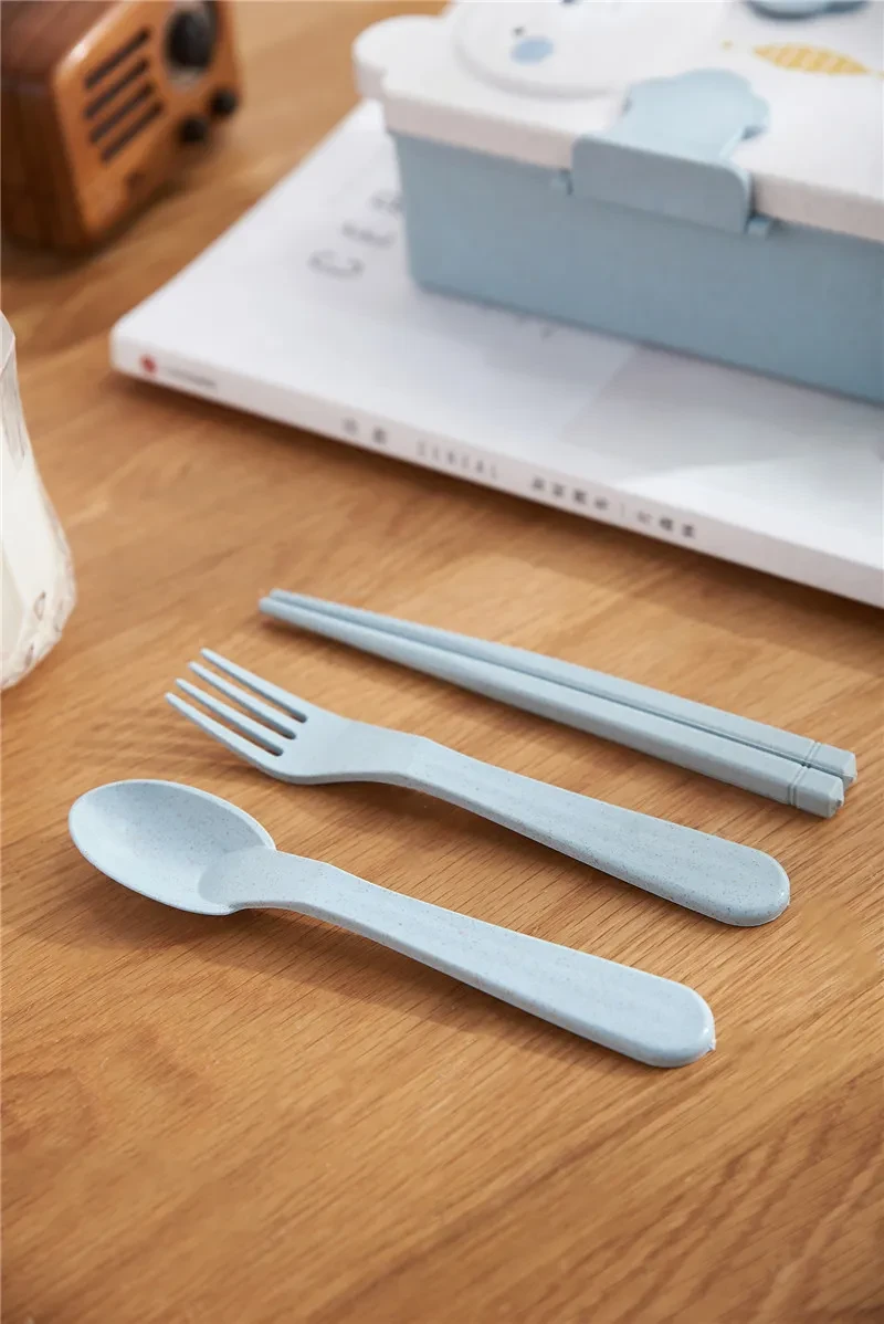 Cartoon Wheat Straw Bento Box For Children Going Out And Complementary Food Box