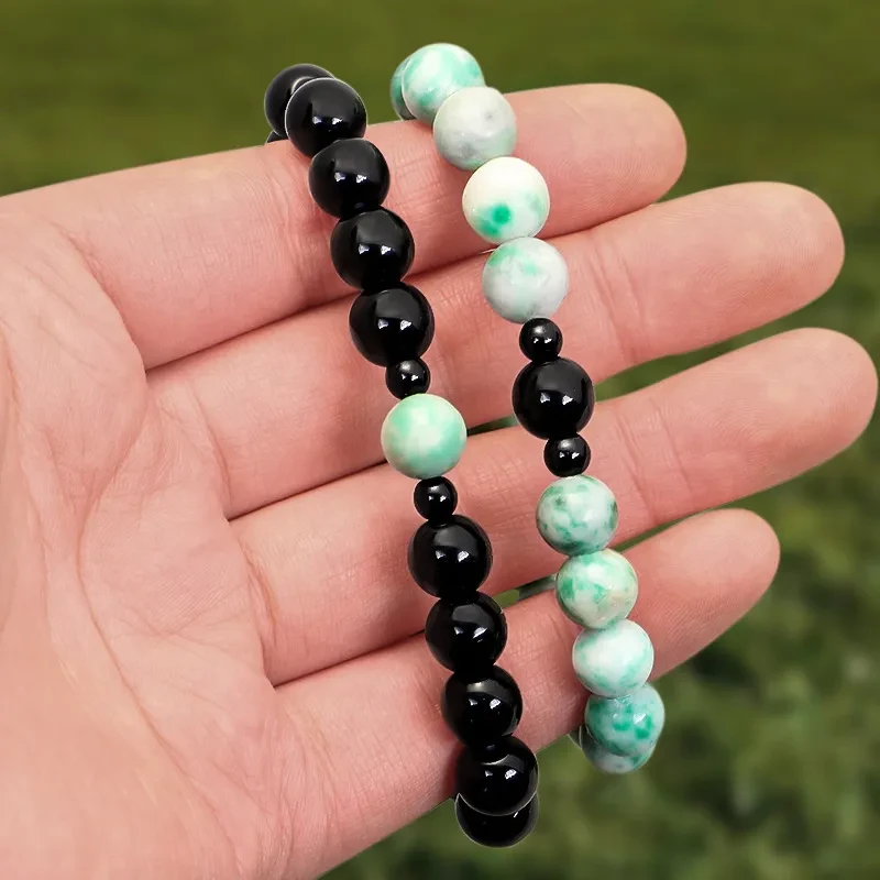 Summer Two-tone Stone Elastic Bracelet Yoga Bracelet Set