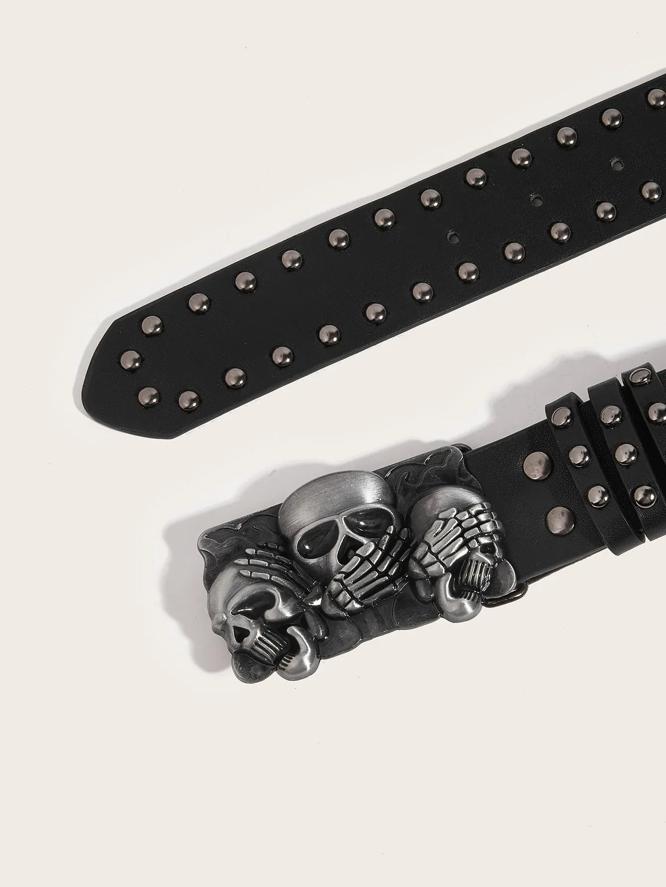Men's Personality Skull Youth Belt Punk Snap Button Casual Belt