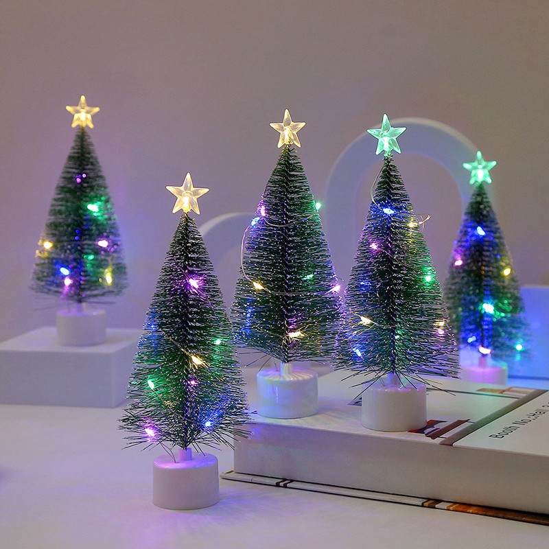 Mini Christmas Trees with LED Light - Tabletop Crafting and DIY Christmas Gift