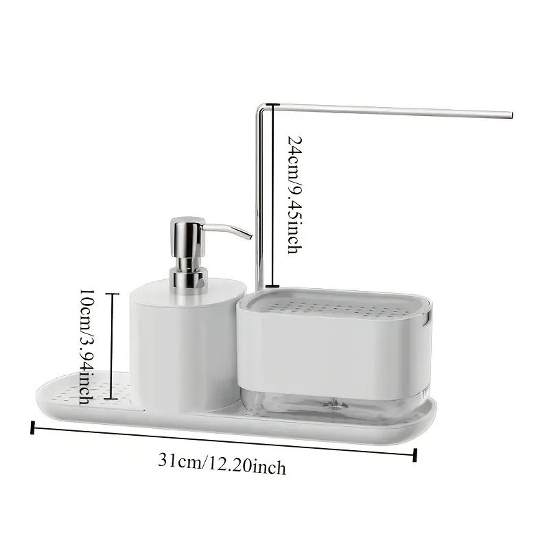 1 Set Modern 2-in-1 Kitchen Sink Soap Dispenser and Sponge Holder