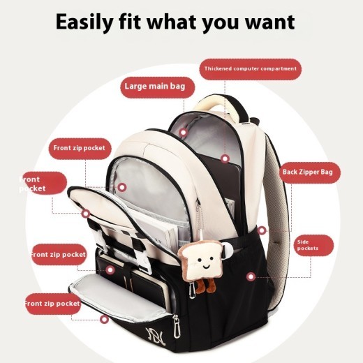 Minimalist Preppy Style Stain-resistant Schoolbag