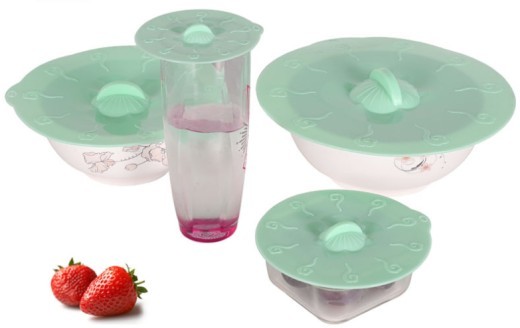 4pcs Silicone Suction Lid Sealed Cover Microwave Fruit Bowl Lid Wrap Kitchen Gadgets
