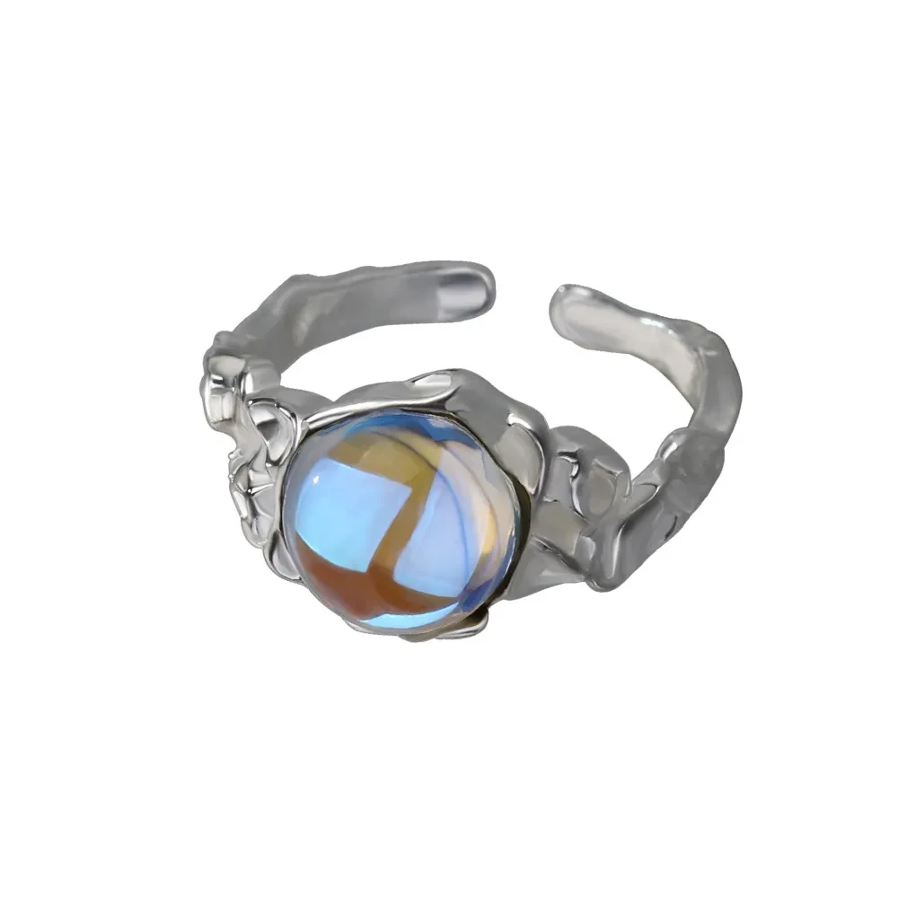 Moonlight Stone Small Group Design Ins Cool Wind High-grade Round Ring