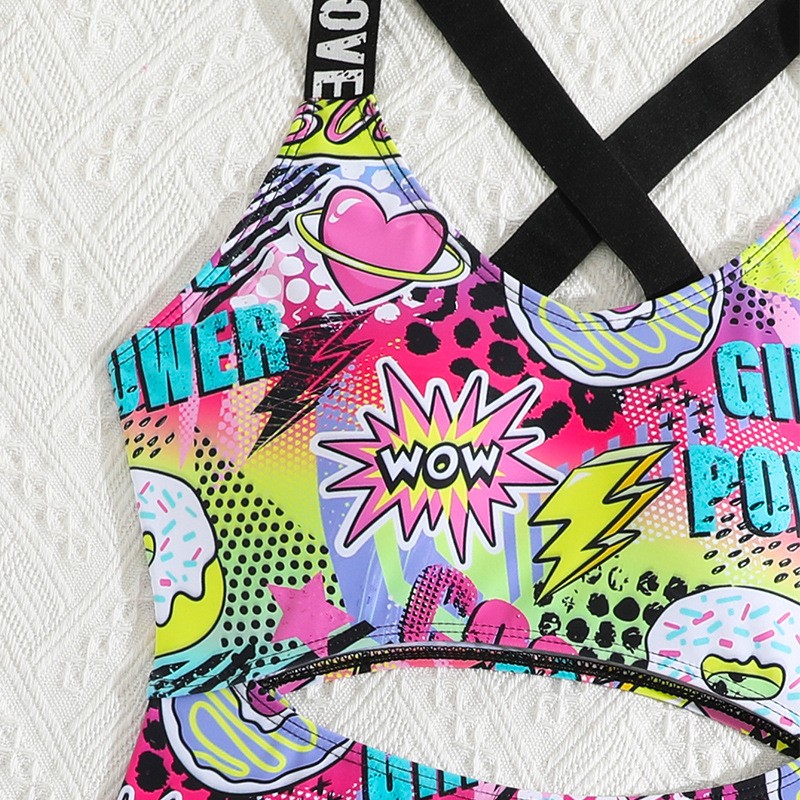 New Girl's Medium And Large Children Digital Printing Cute Cartoon One Piece Swimsuit