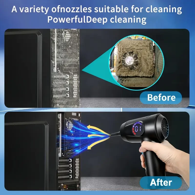 Cordless Electric Air Duster with 6000mAh Fast Charge