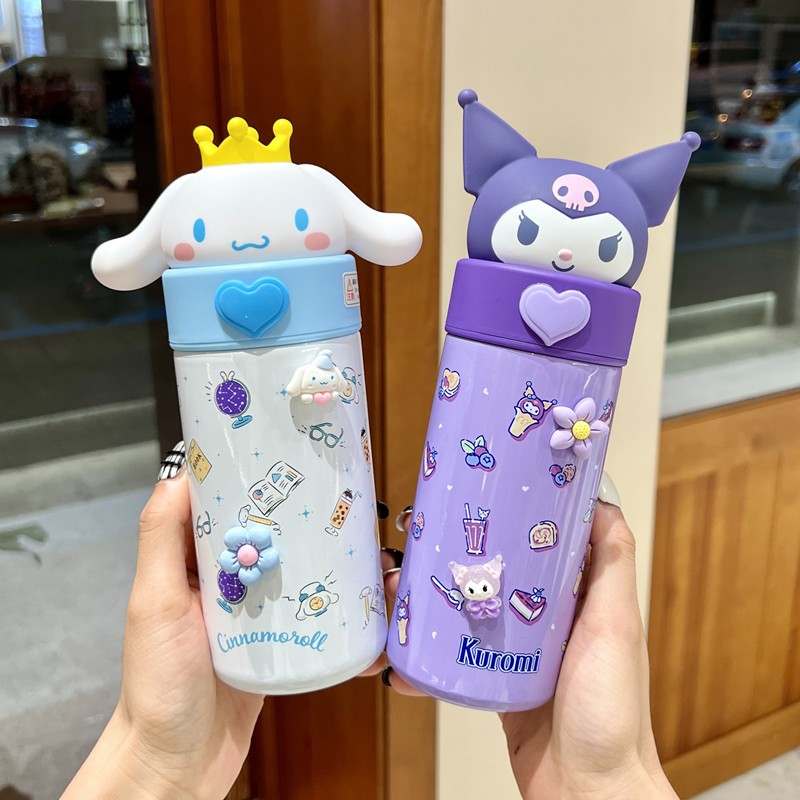 Sanrio Hello Kitty Water Cup 350ML  Kawaii My Melody Thermos Cup, Anime Cartoon Kuromi Juice Cup, Insulated Water Bottle for Kids