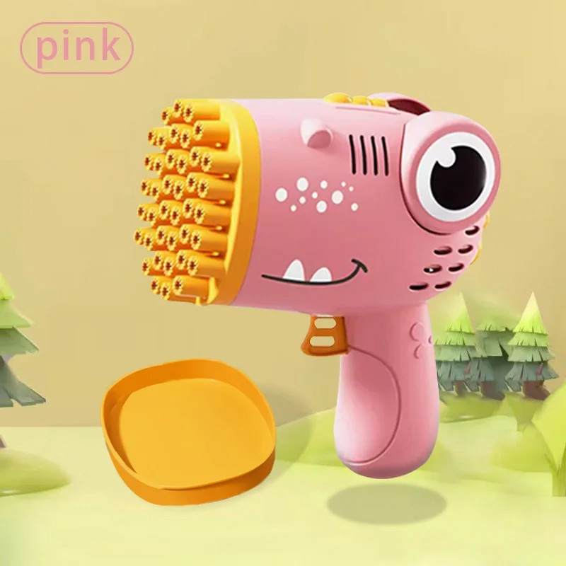 40-Hole Dinosaur Bubble Gun - 2-in-1 Electric Bubble Machine for Kids