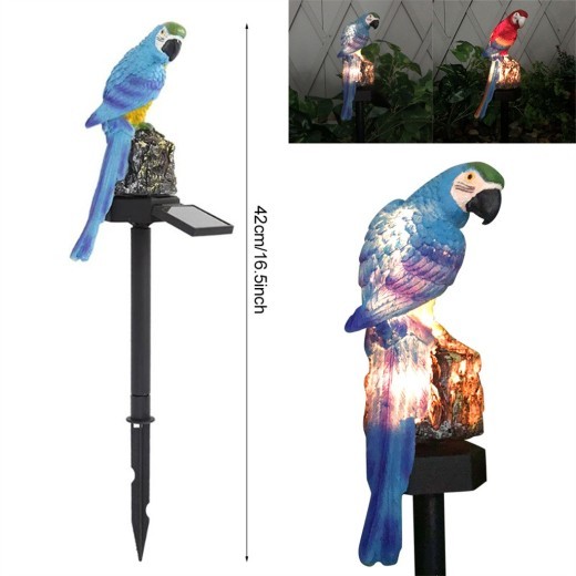 New modern garden decoration resin parrot solar lamp