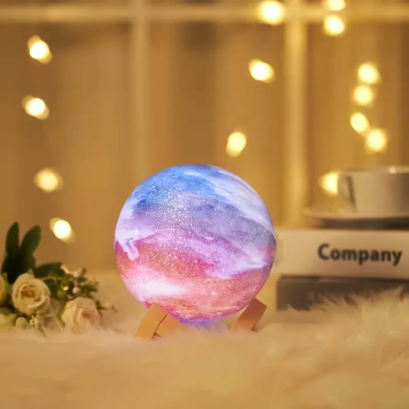16 Color Remote Control 3D LED Moon Lamp with Stand - USB Plug-in (5.98 Inch)
