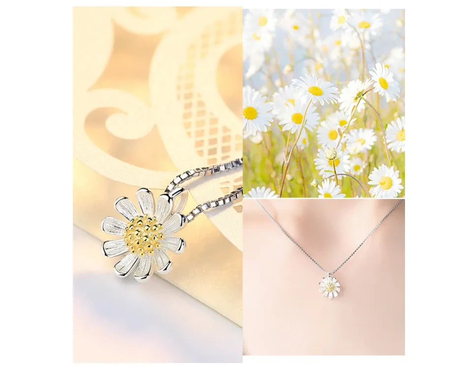 S925 Sterling Silver Sunflower Pendant